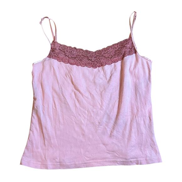 Y2K Pastel Pink Lace Trim Cami Top Small Layering Beaded Fairy Coquette Shoujo - Picture 1 of 5